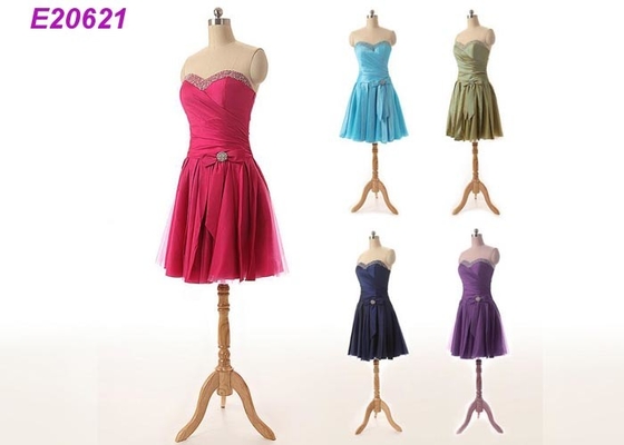Chiffon Purple Cocktail Dresses For Weddings , Ladies Knee Length Cocktail Dress