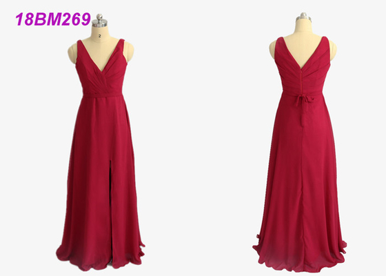 Floor Length Red Bridesmaid Dresses / Straps Sweetheart Neckline Bridesmaid Dresses