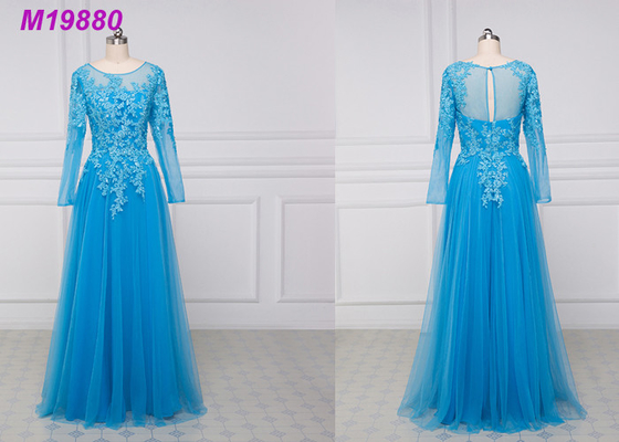 See Through Royal Blue Mother Of The Bride Dresses With Sleeves , Lace Mother Of The Bride Suits