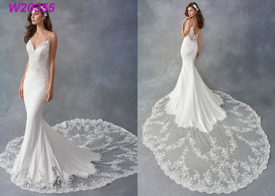 Spaghetti Strap Sheath Vestido White Mermaid Wedding Dress De Noiva Boho Dubai Arabic