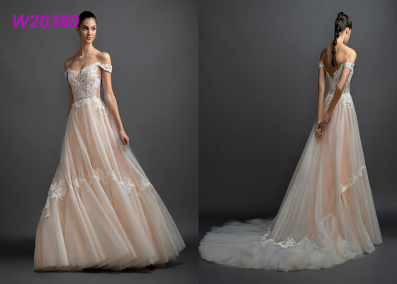 A Line Skirt Multi Colored Wedding Gowns Off The Shoulder Bridal Dress Custom Made